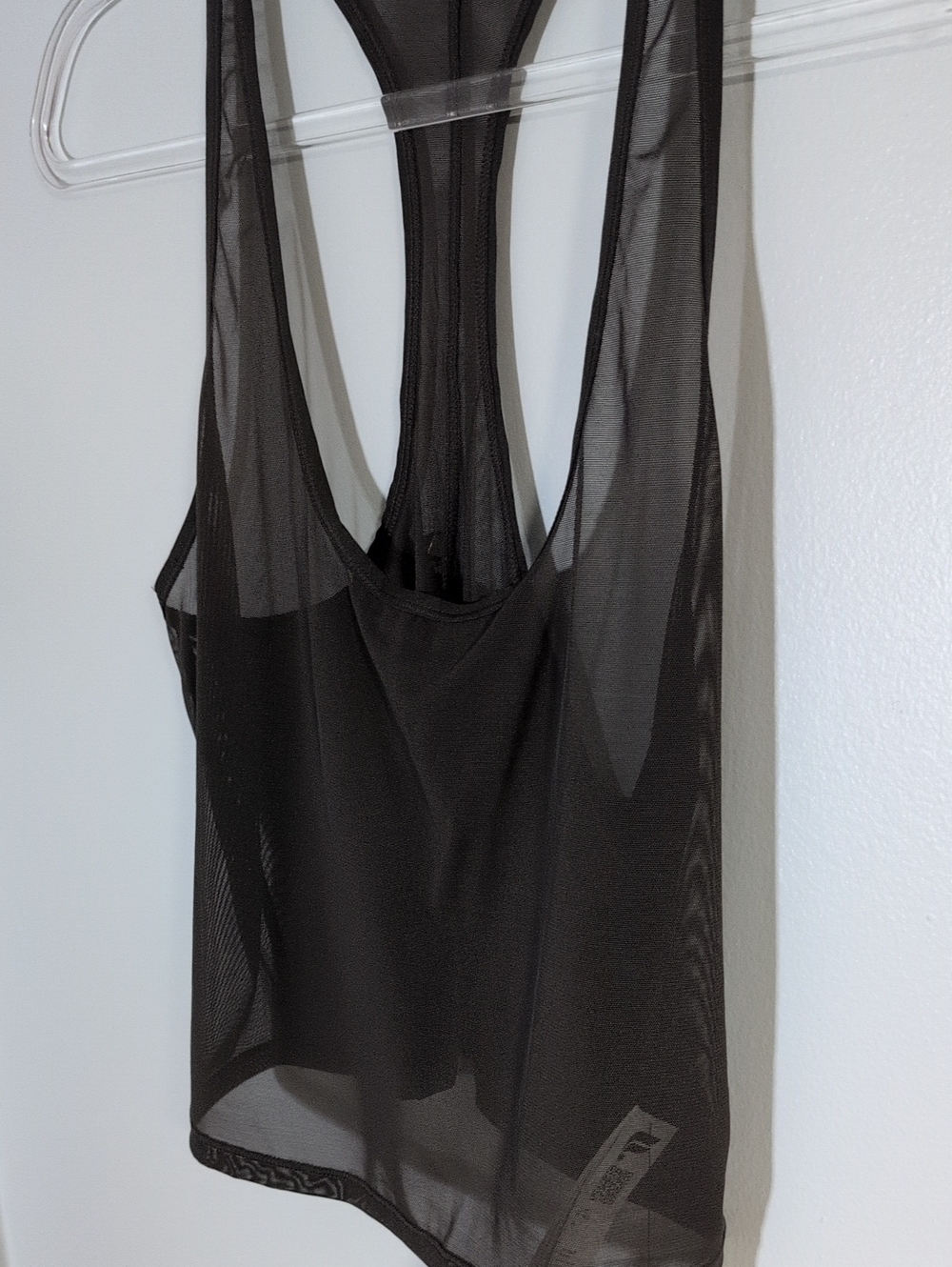 Fabletics Black Sheer Racerback Mesh Crop Tank - Picture 2 of 4
